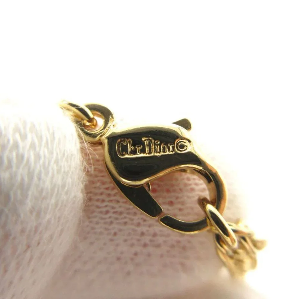 Christian Dior Vintage Logo Oval Necklace Metal Gold 0290 - Picture 7 of 7